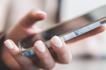 Close up of someone holding a smart phone