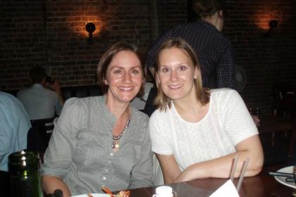 Fiona and Kirsty sitting in a restaurant