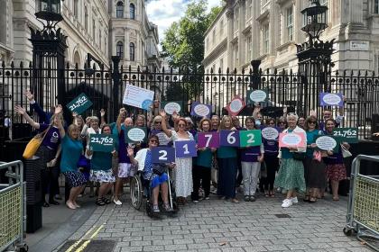 Campaigners outside No 10 Downing Street with our open letter