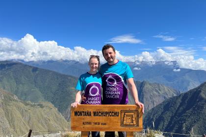 Charlotte and her husband trekking for Target Ovarian Cancer