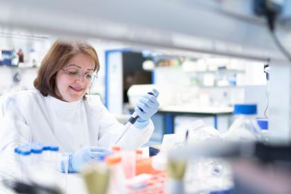 A person in a lab conducting research