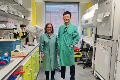 Professor Sadaf and Dr Haonan in their lab at Hammersmith Hosptial
