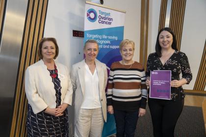 A photo from Target Ovarian Cancer's Scottish Pathfinder Annwen Jones, Mags, Mary Hudson and Monica Lennon MSP