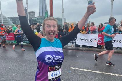 A supporter smiling at London Marathon 2023