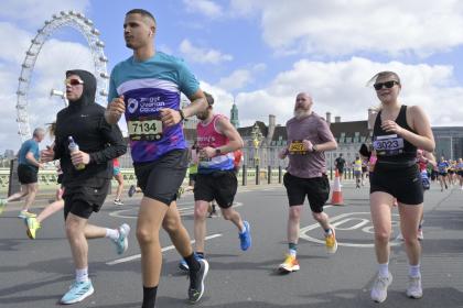 A male supporter at the London Landmarks Half Marathon 2024