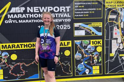 A female supporting at the Newport Marathon 2025