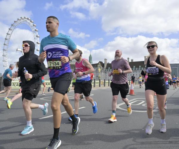 A male supporter at the London Landmarks Half Marathon 2024
