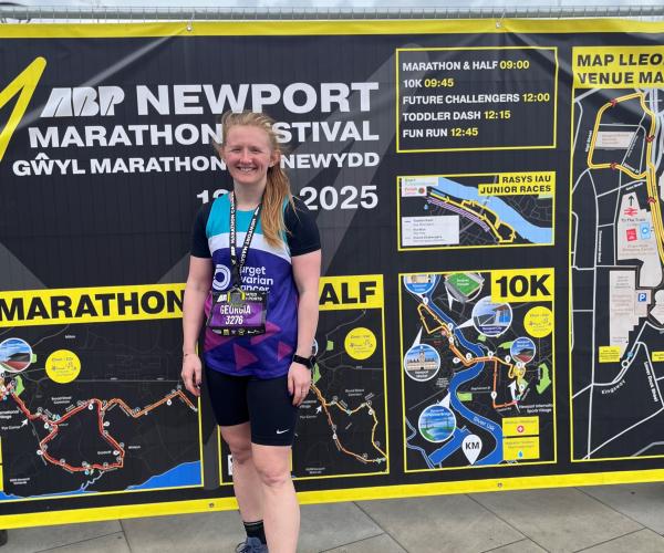 A female supporting at the Newport Marathon 2025