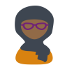 Illustration of a person with glasses and a head covering