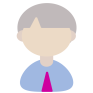 Illustration of a person with short grey hair