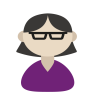 Illustration of person with glasses and short dark hair
