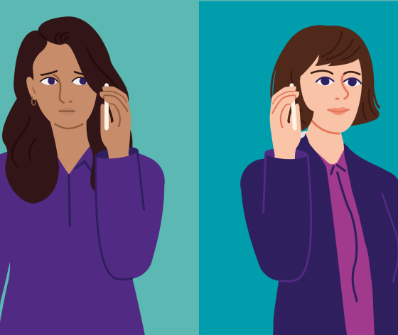 Two illustrated images of people on the phone