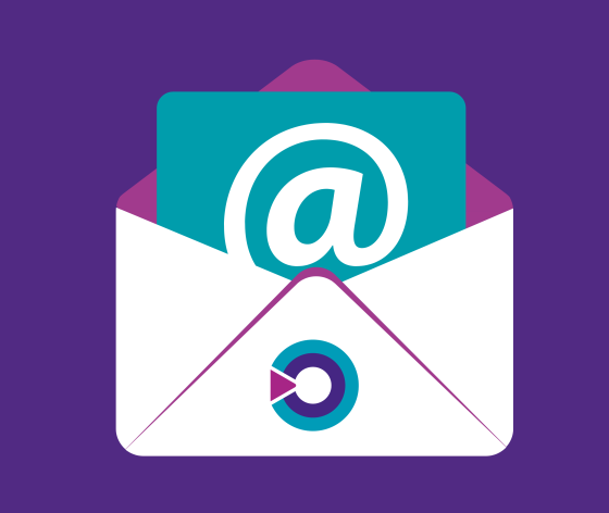 A graphic of an envelope with the Target Ovarian Cancer logo on it
