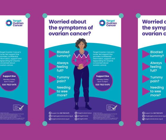 A graphic showing the symptoms of ovarian cancer leaflet