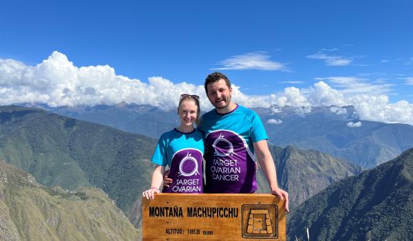 Charlotte and her husband trekking for Target Ovarian Cancer