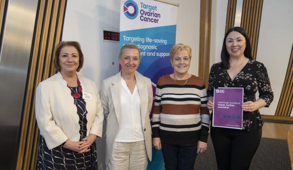 A photo from Target Ovarian Cancer's Scottish Pathfinder Annwen Jones, Mags, Mary Hudson and Monica Lennon MSP