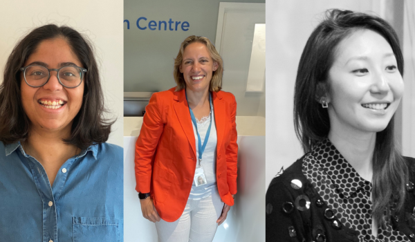 Headshot images of Saswati, Jo and Angie