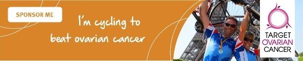 'I'm cycling to beat ovarian cancer', orange Target Ovarian Cancer sponsorship email signature