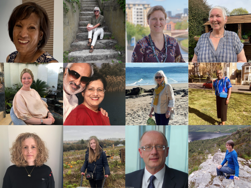 A collage of 12 Target Ovarian Cancer volunteers