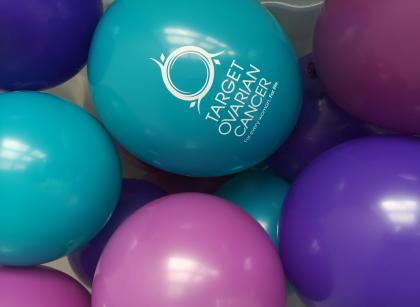 Close up of Target Ovarian Cancer balloons