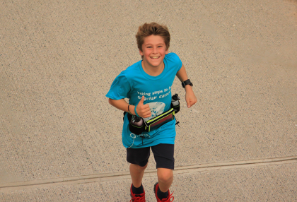Thomas, a young Target Ovarian Cancer fundraiser during the Target Ovarian Cancer WalkRun2018
