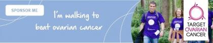 'I'm walking to beat ovarian cancer' - blue Target Ovarian Cancer sponsorship email signature