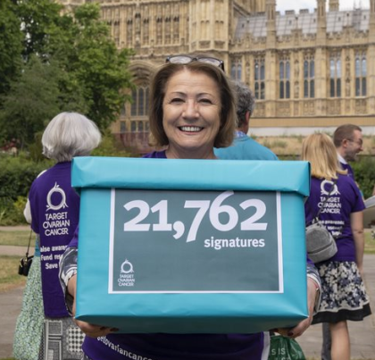 Annwen standing outside Parliament