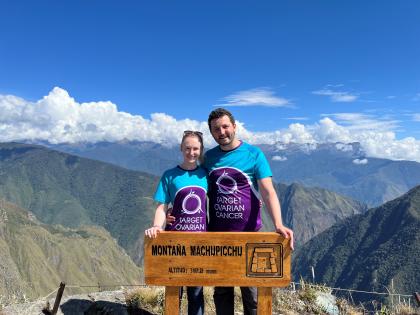 Charlotte and her husband trekking for Target Ovarian Cancer