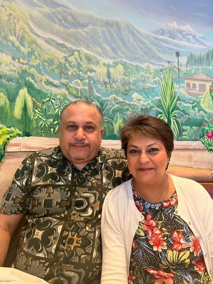 Sbba and her husband smiling