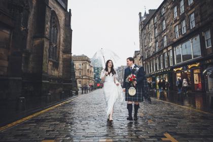 A photo of a couple of their wedding day