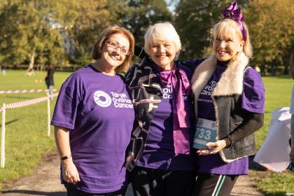 Anween, Annette Badland, and Sarah Greene smiling together in Regent's Park, London
