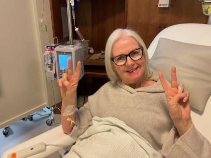 A photo of Margaret in a hospital bed