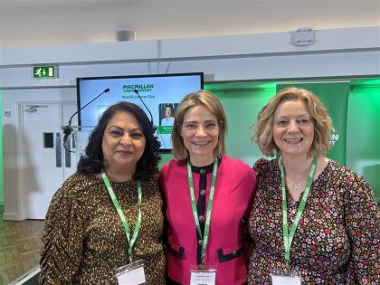 A photo of Sbba and Catherine, two Target Ovarian Campaigners with Catherine Hart (CEO of Target Ovarian Cancer) 