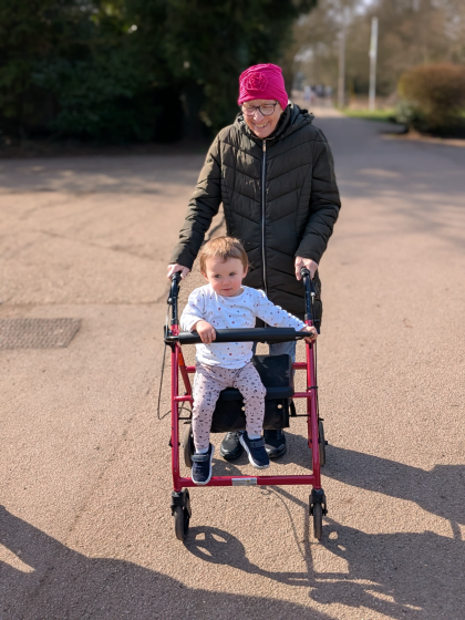 Sue pictured with her grandchild