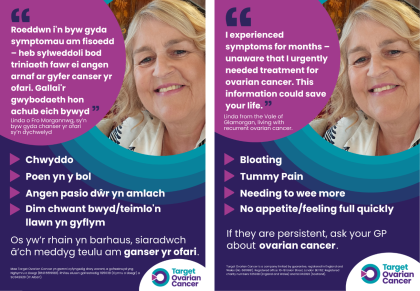Two symptoms awareness posters in English and Welsh.